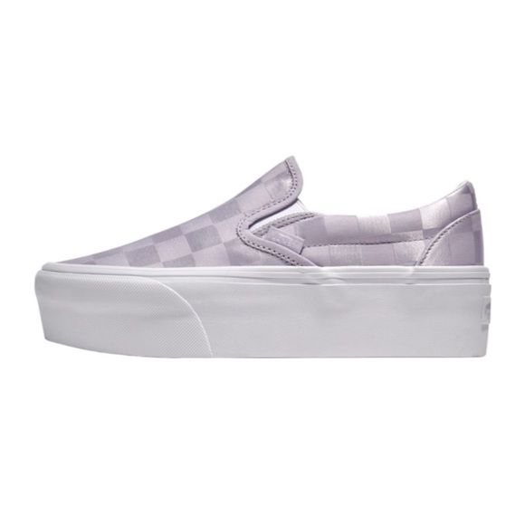 Vans Lavender Checkered Platform Shoes - Picture 2 of 4